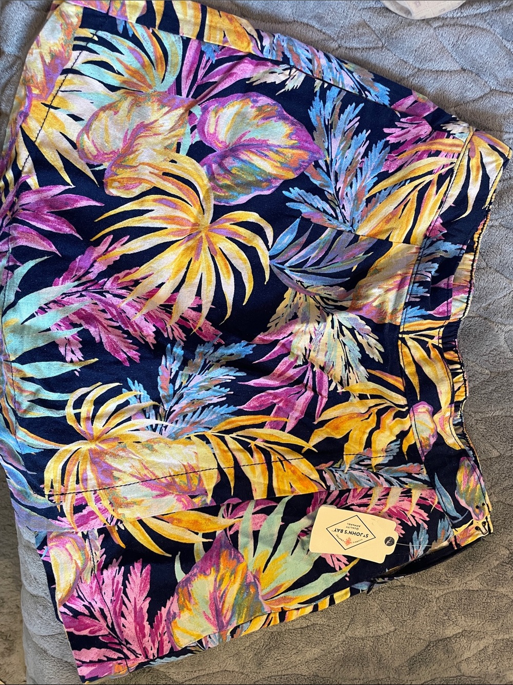 St. John's Bay Navy Tropical Print Women's Skort with Yellow & Pink